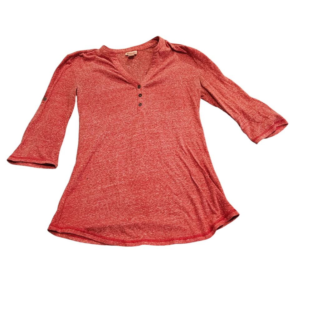 Mossimo Supply Co Coral Marled Henley Top Small 3/4 Sleeve